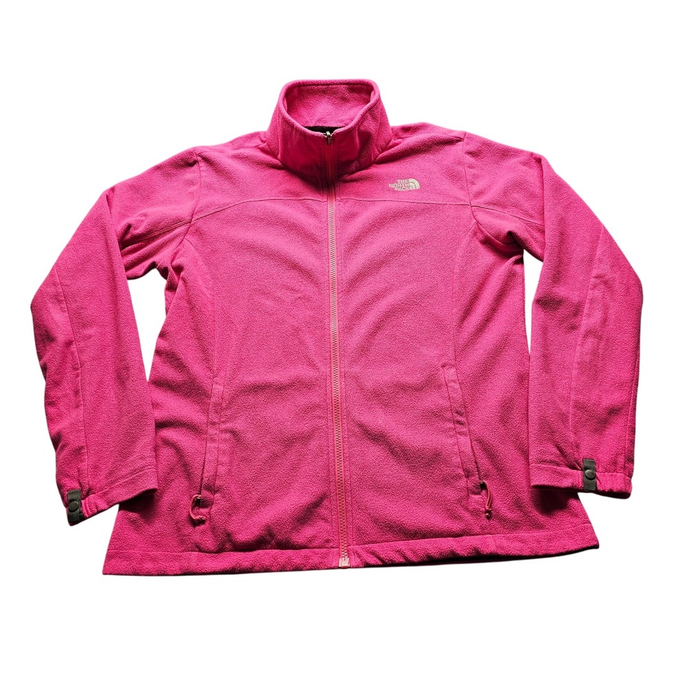 The North Face TKA 100 Fleece Jacket Womens L Pink Full Zip Outdoor Hiking Mock